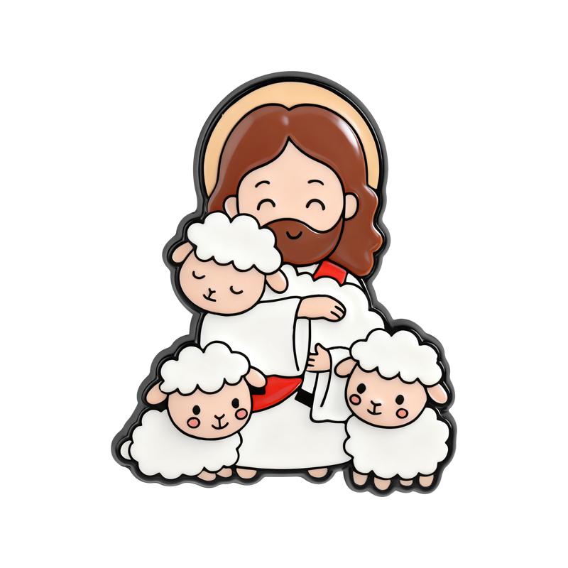 Catholic Saint Cross Medal Enamel Pins Jesus Christ Is Lord God Virgin Mary Latin Prayer Brooches Lapel Badge Jewelry Gifts