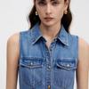 LANCY 25 Sleeveless Umbrella Hem Denim Shirt Dress