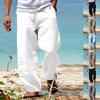 Spring and summer men's trousers solid color thin cotton and linen casual straight pants high waist shows long legs