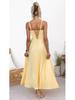 Elegant European & American Women's Pleated Spaghetti Strap Backless Dress