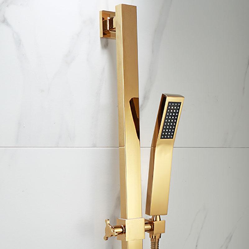 Tuqiu Set Doccia per Vasca da Bagno Montaggio a Parete Rubinetto da Bagno e Doccia Oro, Miscelatori per Doccia e Vasca da Bagno Fredda e Calda in Ottone