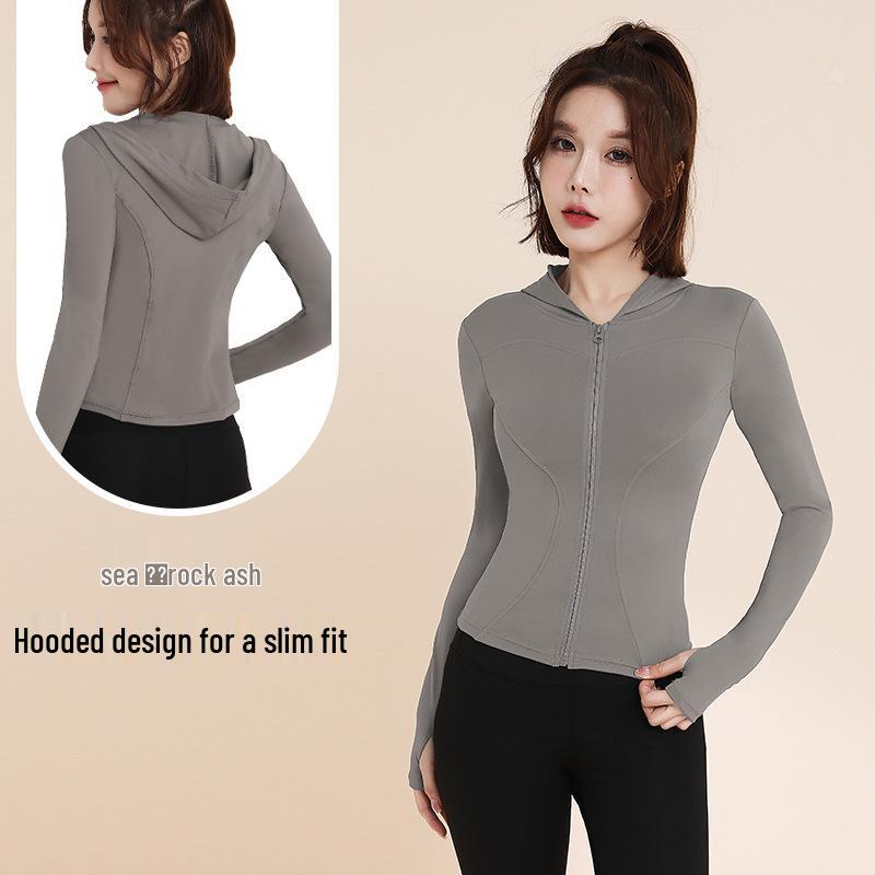 

Women s Slimming Hooded Yoga Jacket: Windproof Running & Cycling Fitness Outerwear for Autumn Extra Extra Large