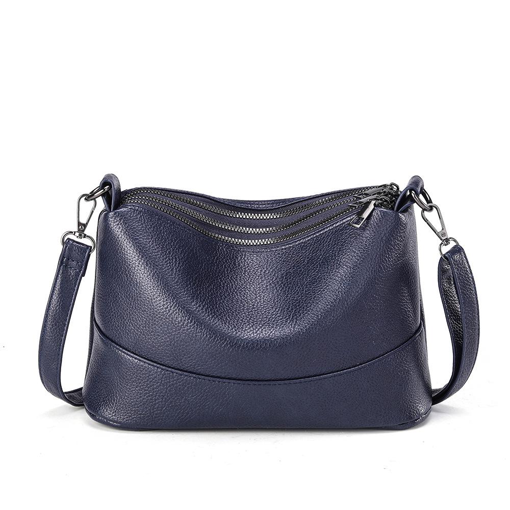 2024 Women's Luxurious Soft Leather Shoulder Bag with Multi-layer Zippers and Large Capacity