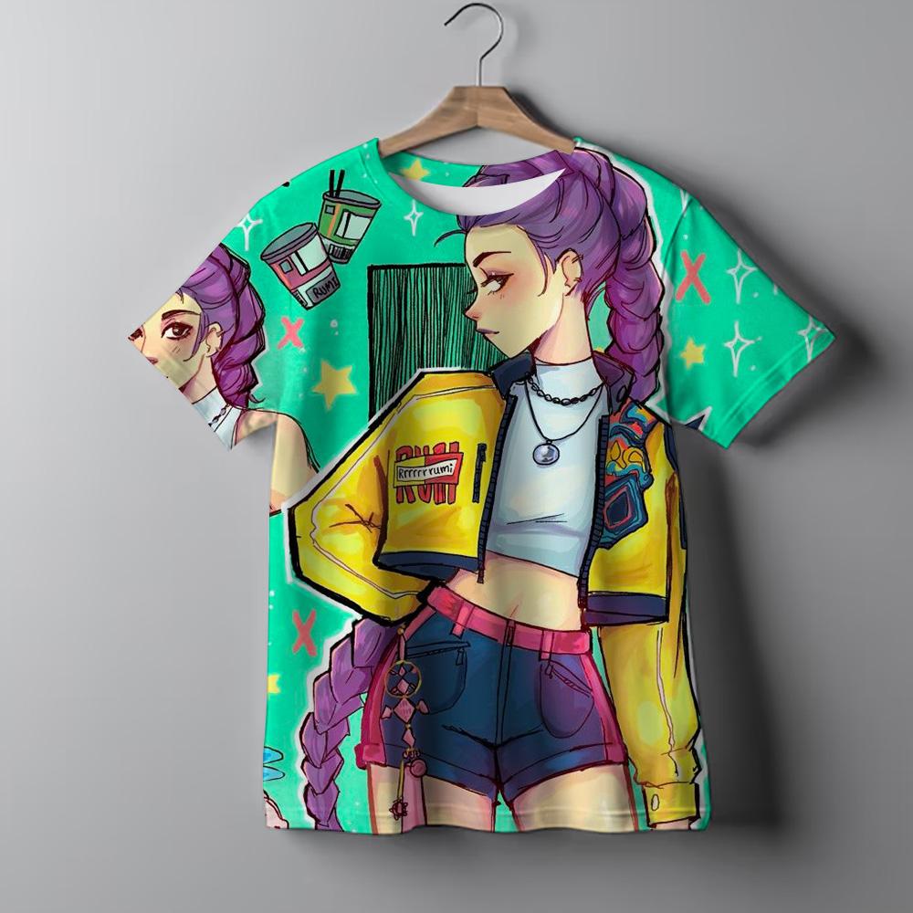 Y2K KPop Demon Hunters Kids T-shirt Cartoon Figure Printed Tops Tees Boys Girls Casual Short Sleeve Tshirt Children's Clothing