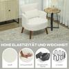 Modern Armchair, Upholstered Accent Chair with Lumbar Cushion, Rubberwood Legs, Cream White