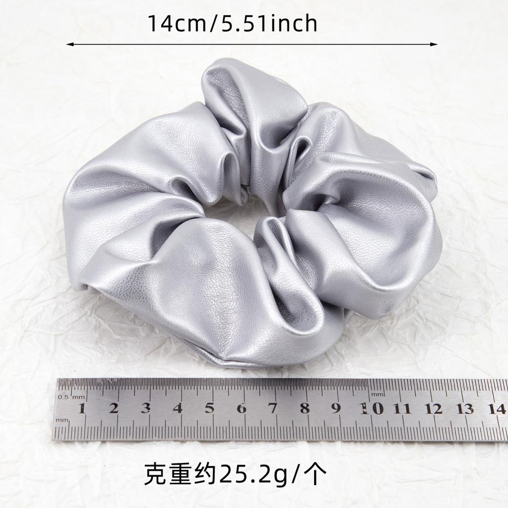 14cm Y2K Scrunchies Metal Silver Color Medium Size Hair Tie Sweet Simple Elastic Hair Band Women Hair Accessories Daily Headwear