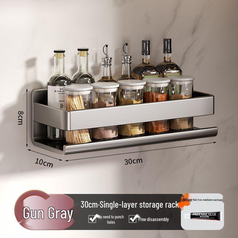 Wall-Mounted No-Drill Kitchen Spice Rack and Organizer