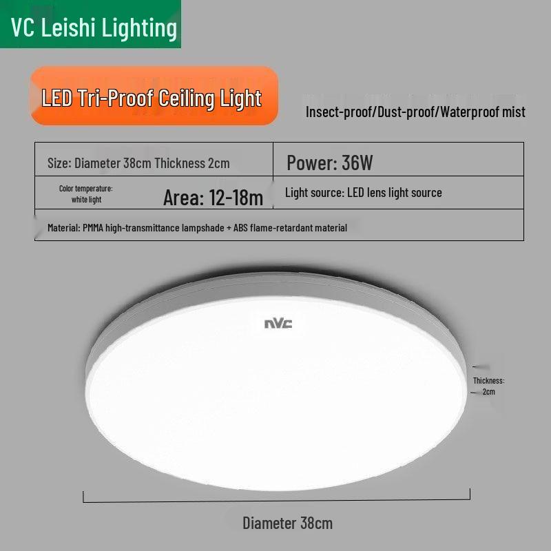 NVC/Rays Modern Minimalist LED Ceiling Light for Bedroom, Kitchen, Balcony, or Corridor