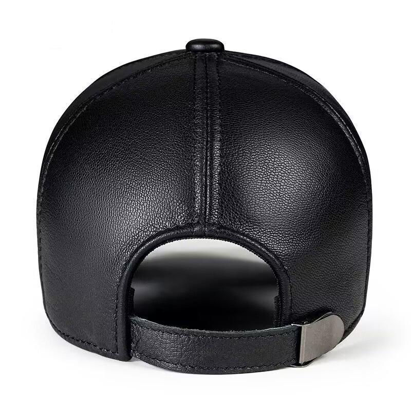 Men's Spring & Autumn Leather Duckbill Cap - Goatskin, Thin Style, Warm for Middle-Aged & Elderly, Casual Outdoor Hat
