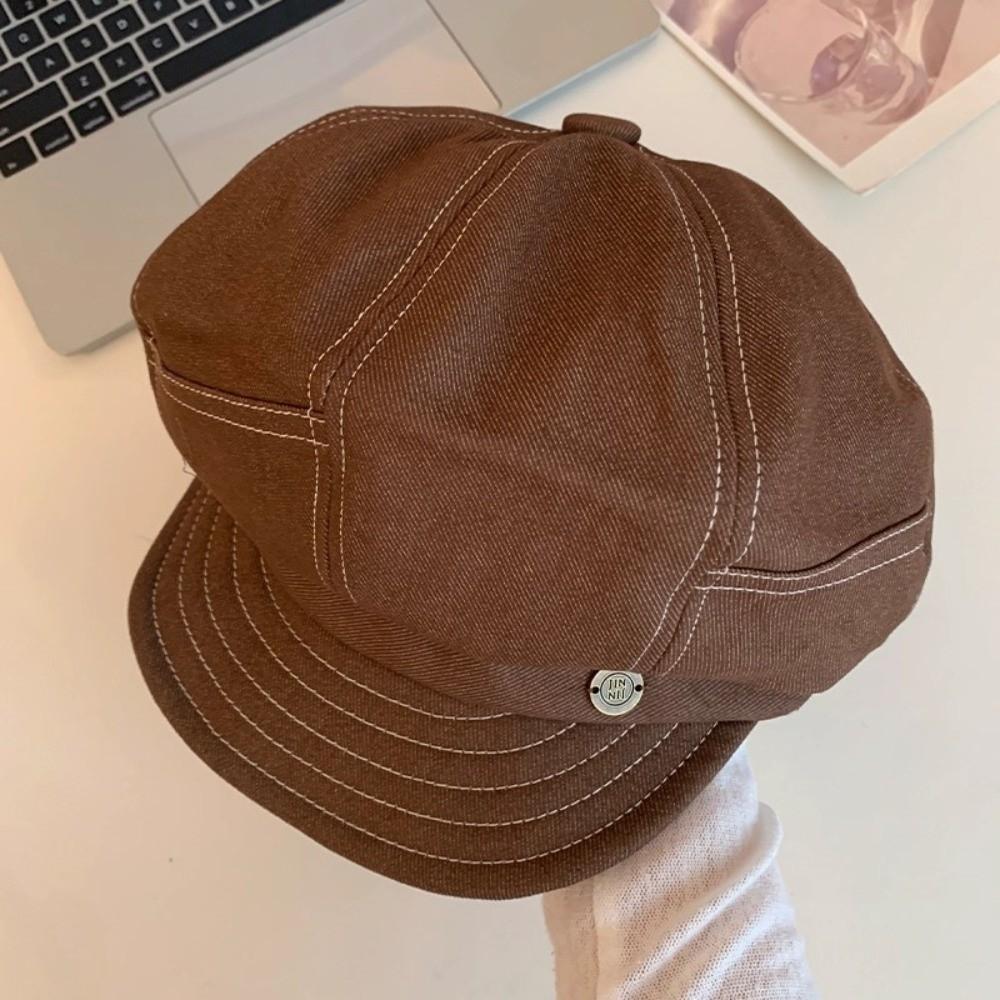 Versatile Octagonal Hats Korean Painter Hat Fashion Denim Beret  Outdoor