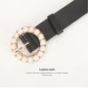 Women's Multi-Color Pearl Round Buckle Belt - Cute, Versatile Decorative Accessory for Dresses and Jeans
