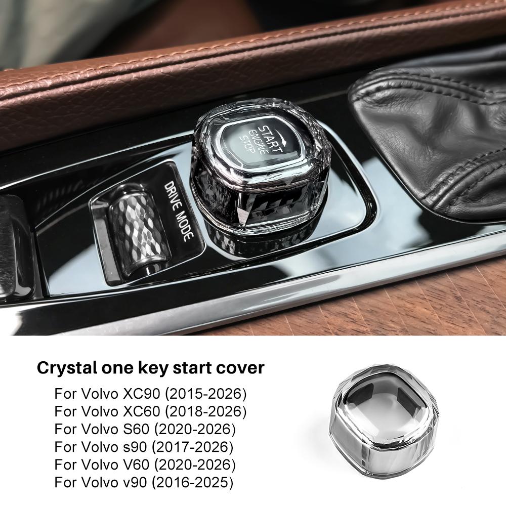 Cubierta de Botón de Arranque de Motor de Coche de Cristal para Encendido, Interruptor de Parada, Moldura Interior para Volvo XC90 XC60 S60 S90 V60 V90