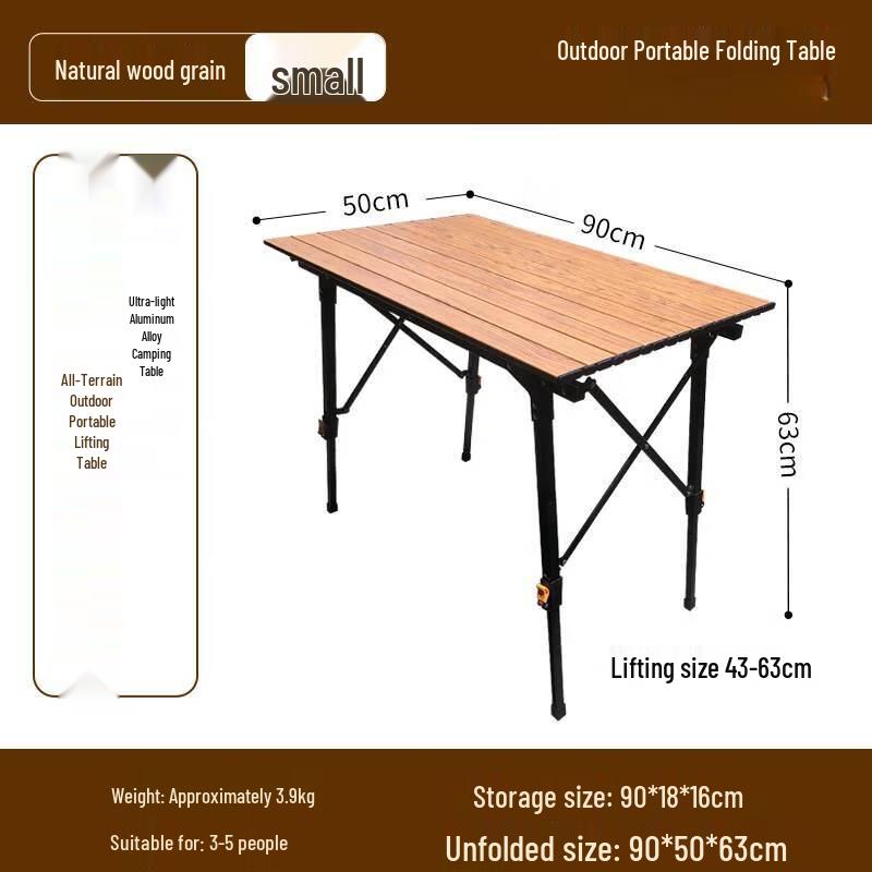 ZISIZ Outdoor Height-Adjustable Roll-Up Table