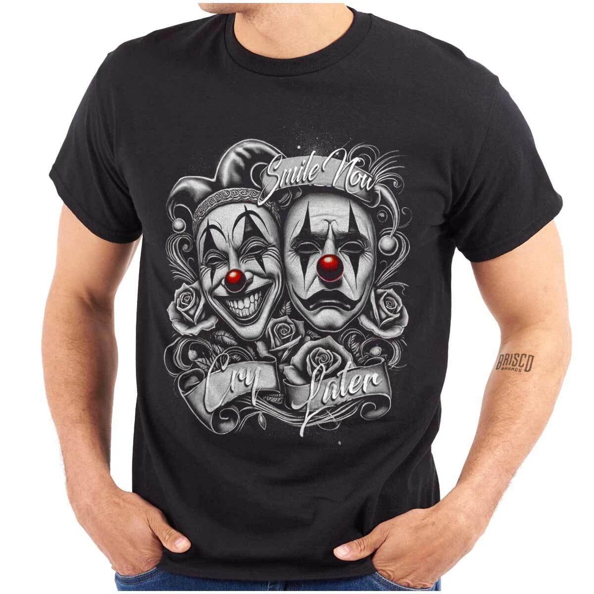 Smile Now Cry Later Clown Jester Drama Masks Womens or Mens Crewneck T Shirt Tee XXXL