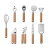 9 PCS Silver Wooden Color Kitchen Utensil Set Stainless Steel Kitchen Gadget Set  Baking Cooking