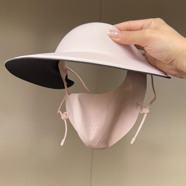 Women Summer Outdoor Full Face UV Sun Protection Mask with Hat Brim Visor Breathable Ice Silk Cooling Cycling Facekini