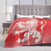 Lion Rampant Red Watercolour Four Seasons Comfortable Warm Soft Throw Blanket Lion Rampant Heraldry Sigil Medieval Charge