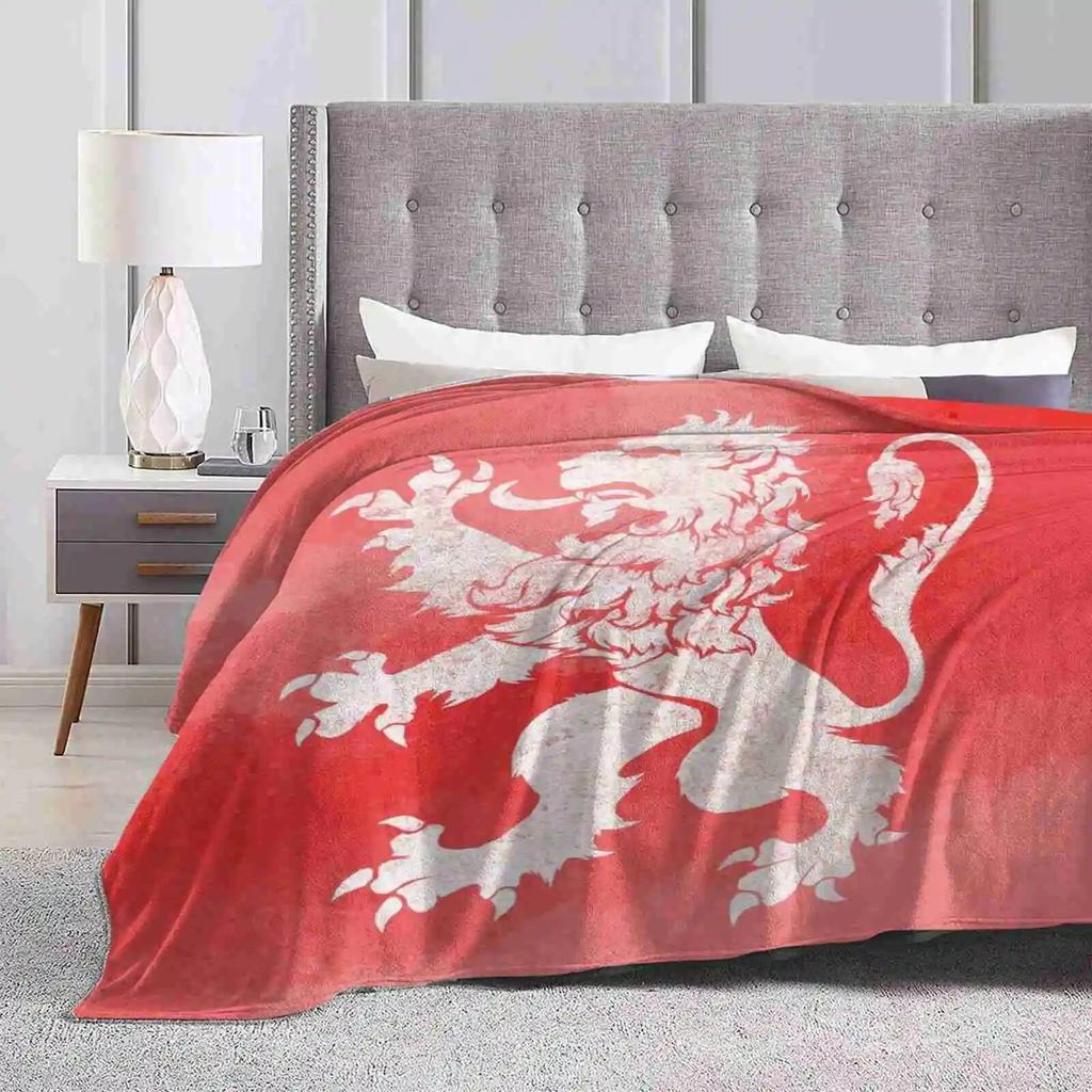 Lion Rampant Red Watercolour Four Seasons Comfortable Warm Soft Throw Blanket Lion Rampant Heraldry Sigil Medieval Charge