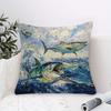 1pc Pillowcase, Tuna and Fishing Themed Pillowcase, Made of Soft and Smooth Polyester Short-pile Fabric with a Single-sided Printed Pattern, Measuring