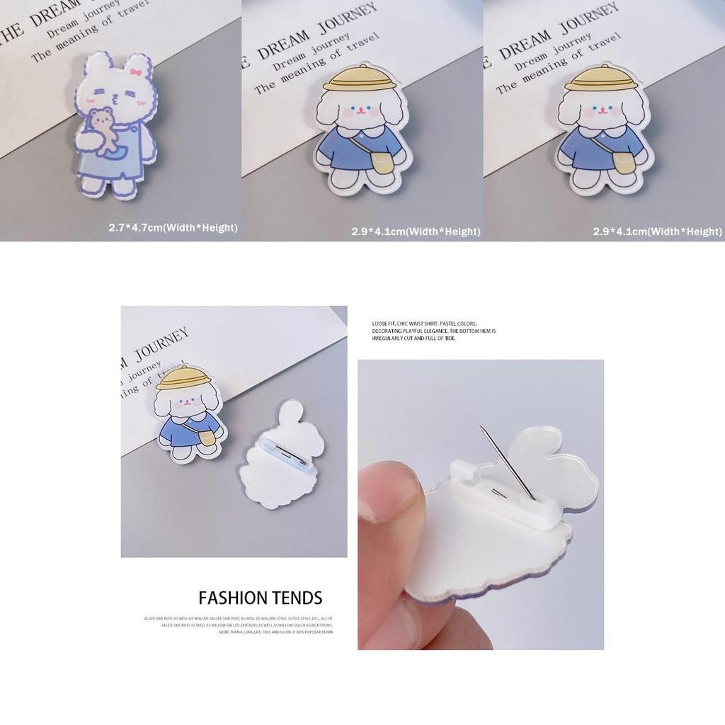 Adorable Cartoon Dog Rabbit Cow Brooches For Backpack And Handbag Decoration