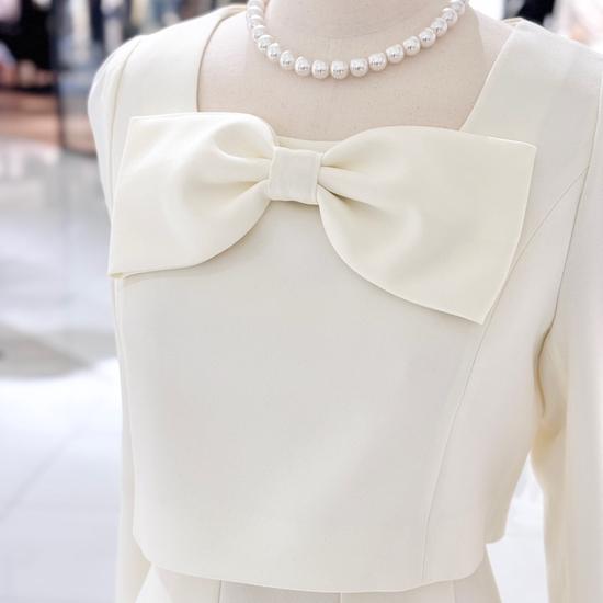 Shatin Satin Back-Slit Ribbon-Point Dress