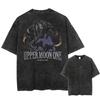 Demon Slayer Anime Print T-shirt Summer Washed Retro T-shirt Harajuku Style for Men Casual Outdoor Daily Wear Street Style
