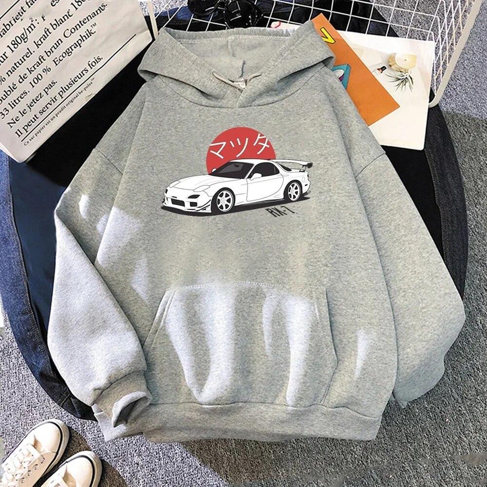 Mazda RX7 Anime Initial D Hoodies Printed Hoodies  Women Fashion Tops Hoodie Streetwear Sweatshirts JDM Automobile Culture