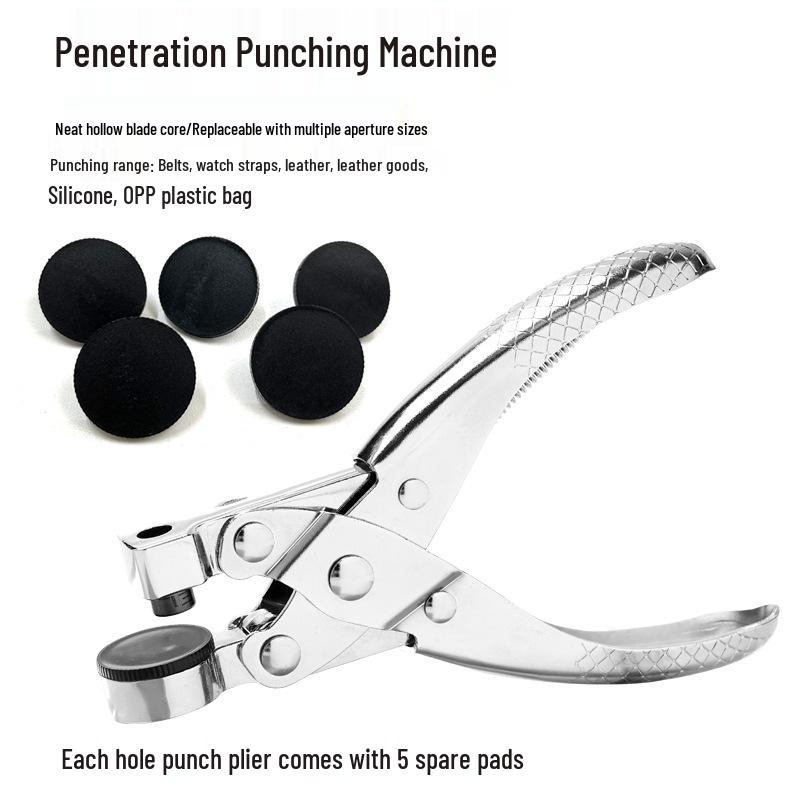 Multifunctional Leather Belt Hole Punch Pliers for DIY Craft, Transparent Bag Included