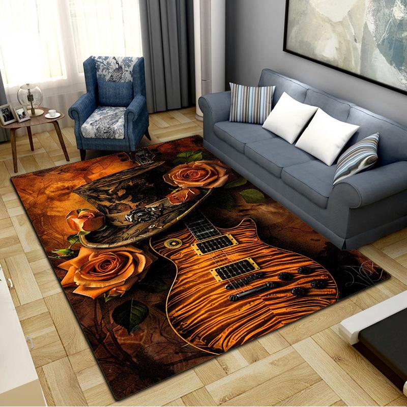 Guitar Carpet Rug for Living Room Bedroom Home Sofa Decoration,Kids Play Non-slip Floor Mat