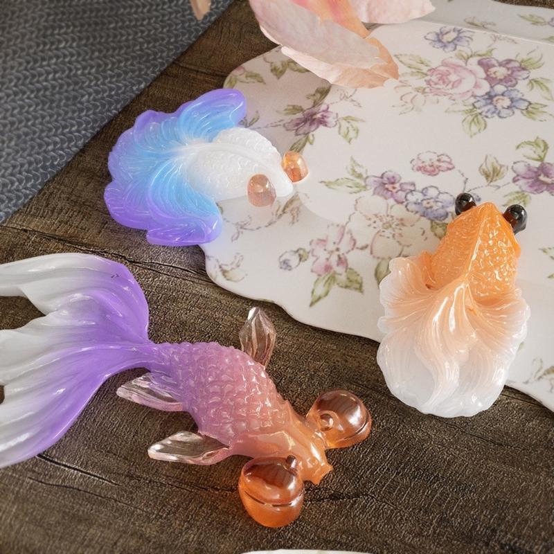 Kois Fish Keyring Mould Epoxy Resin Pendant Molds 3D Gold Fish Silicone Moulds for Keychain Jewelry Making Supplies