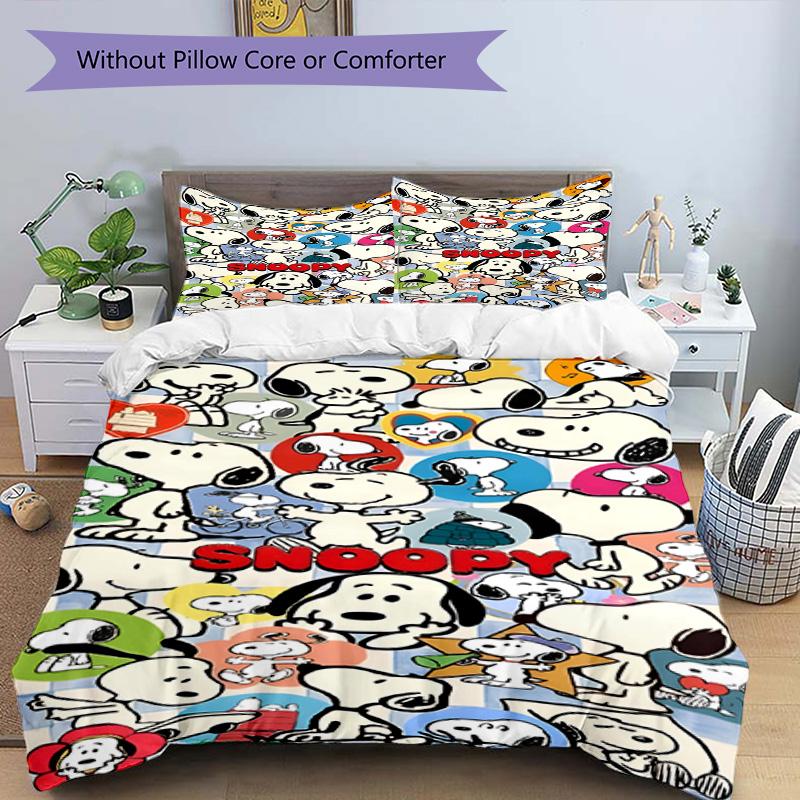 3pcs Duvet Cover Set (1*Duvet Cover + 2*Pillowcase, Without Core), Snoopy Print Bedding Set, Bedroom Decor, All‑Season, Birthday Gift