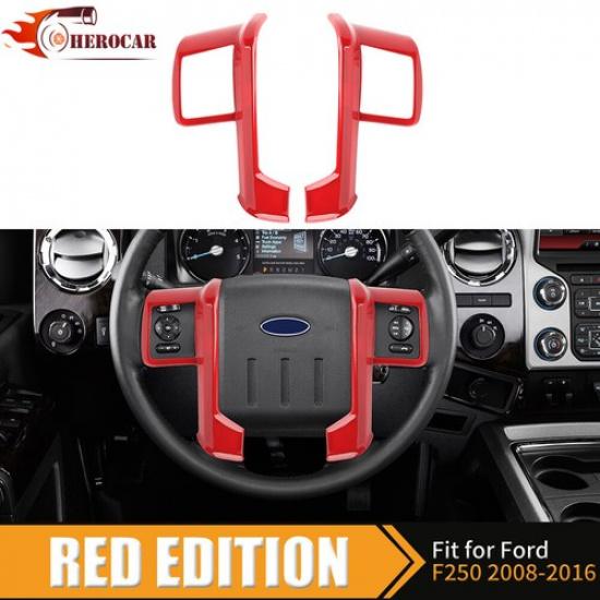 Red Steering Wheel Decor Cover Trim For Ford F250 F350 F450 F550 Expedition 07+