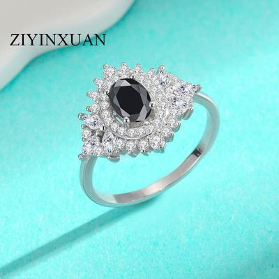 S925 Silver Ring S925 Sterling Silver Denier Moissanite Diamond Women's Ring High-end Full Diamond Fashionable Colorful 1 Carat Ring