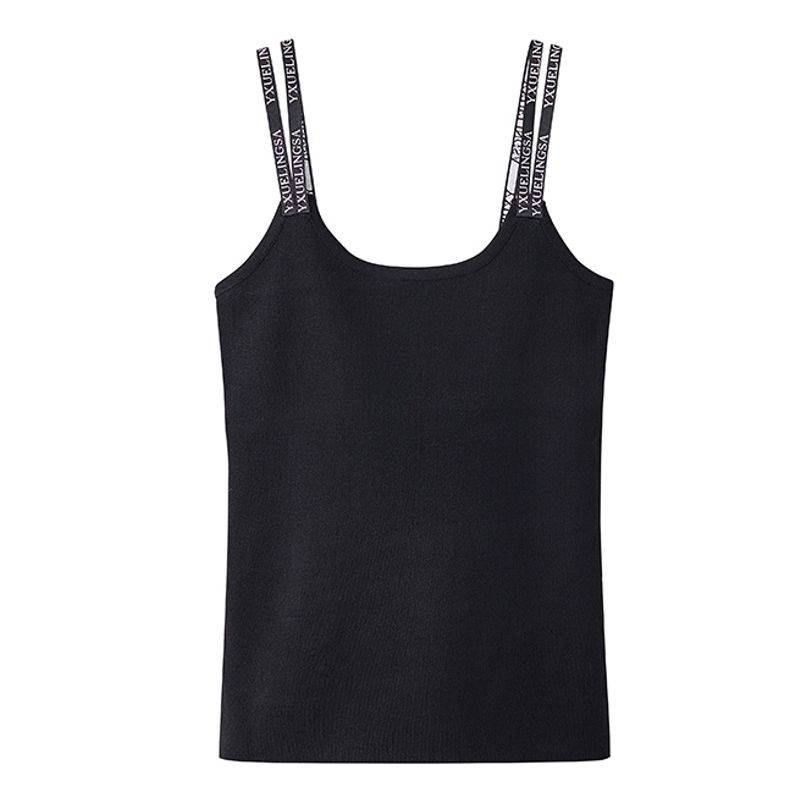 

Нить Вязание Хлопок Стрейч Маленький Топ-Слинг Летняя Майка с Буквами На Бретелях Внутренняя Одежда Верхняя Одежда Красивая Спина Базовая Футболка Чистое Желание Black M