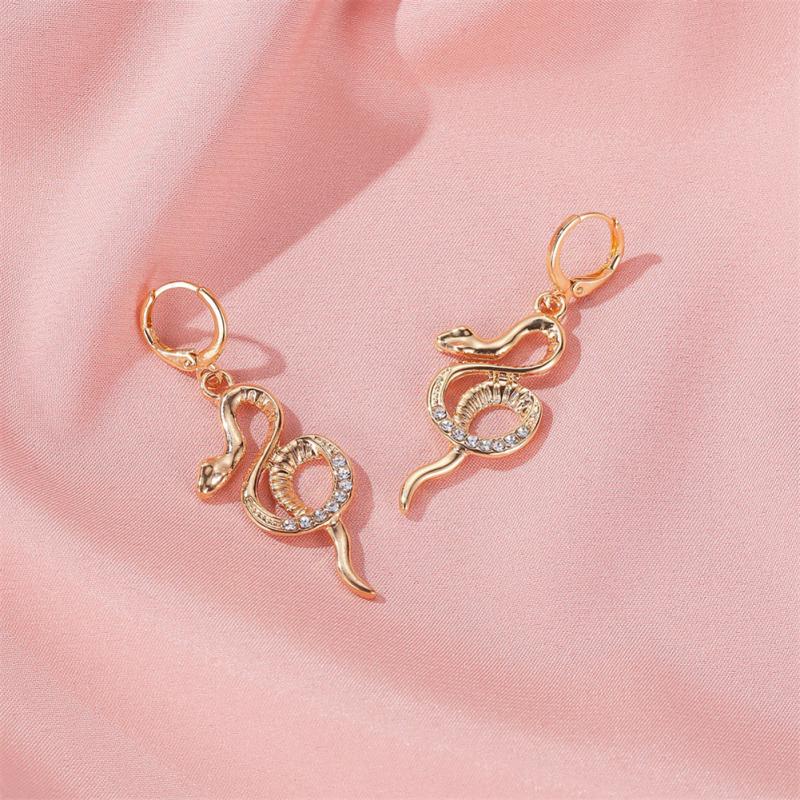 1 paire de boucles d'oreilles pour femmes, boucles d'oreilles longues en forme de serpent, de personnalité européenne et américaine, entièrement en diamant, de luxe