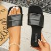 Fashion Minimalist Single Band Slide Sandals Solid Color Women Slippers 2025 Summer New Outdoor Sandy Beach Open Toe Flat Shoes