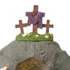 Christian Easter Decor Little Jesus Figures Empty Tomb Easter Scene Decor with Cross for Indoor Holiday Home Tabletop Ornaments