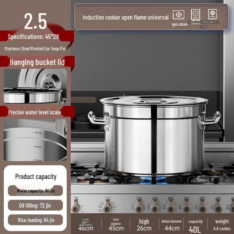 JPHZNB Extra Thick Round Stainless Steel Soup Pot with Lid