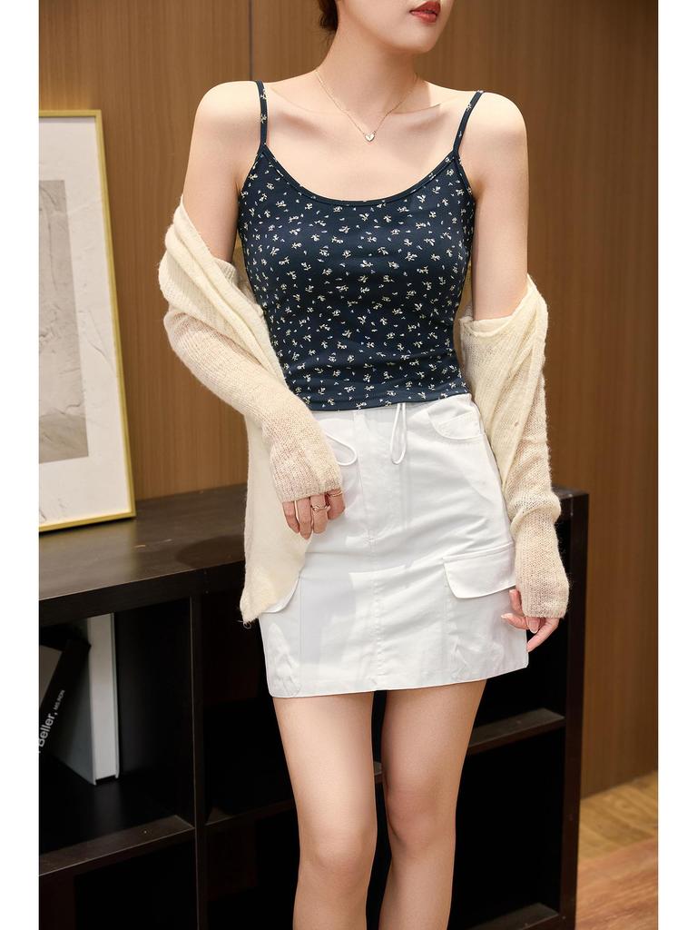 Summer 2025 Women's Printed Camisole Vest - 260g Combed Cotton, Sexy and Stylish Top