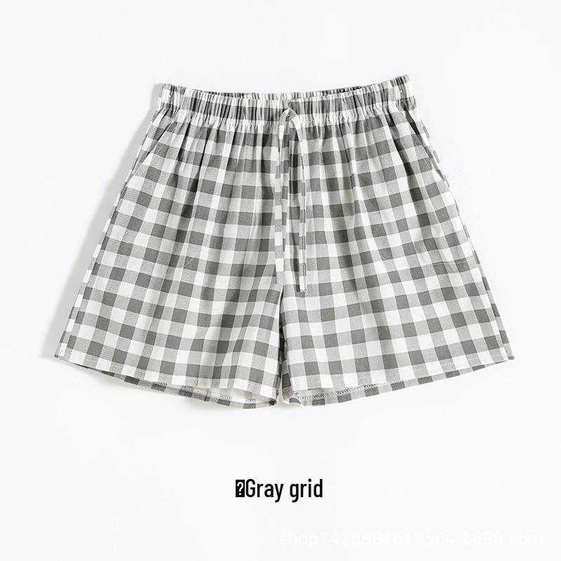 2022 Summer Women's Casual Cotton Linen Plaid Wide-Leg Shorts, Plus Size