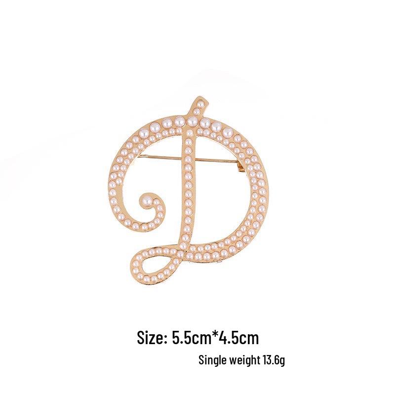 Elegantní brož s perlovým písmenem (26 písmen): Všestranný módní doplněk