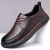Men's Business Casual Leather Shoes Spring Autumn New Solid Color Fashion Casual Shoes for Man Lace-up Anti-slip Loafers Male