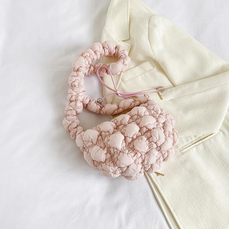 Chic Dumpling Bag Female Shoulder Bag Street Style Canvas Crossbody Bag 2023 Summer Trendy розовый