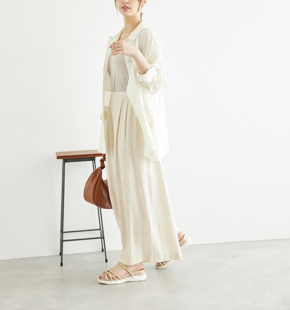 ROPE PICNIC Rayon Linen Blend Easy Wide Beige 38 Pants, (28)