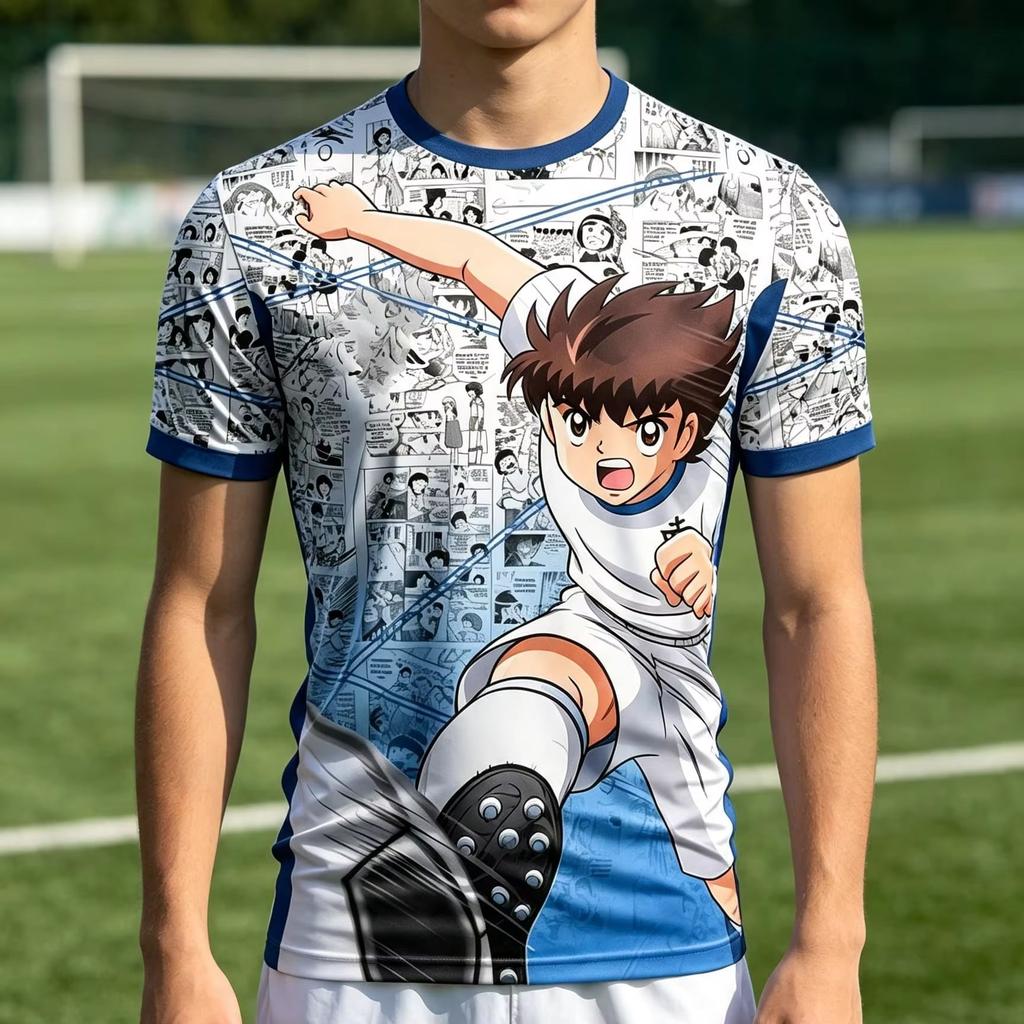 Sommer Freizeit Anime Tsubasa Trikot 3D Herren T-Shirt Damen T-Shirt Jungen Oberteil Kinder Eltern-Kind Schnelltrocknend Kurze Ärmel Kinder T-Shirt