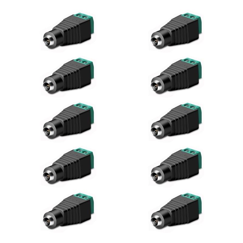 

10pcs 12-24V DC5.5x2.1mm Power Plug Connector Compatible for CCTV Cameras And Various Electronics Devices 1