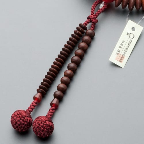 Buddhist Altar Shop Takita Shoten Buddhist Prayer Beads, Tendai Sect Formal Prayer Beads [Women's] Rosewood (Matte) with Agate Finish, 8 inches, Silk