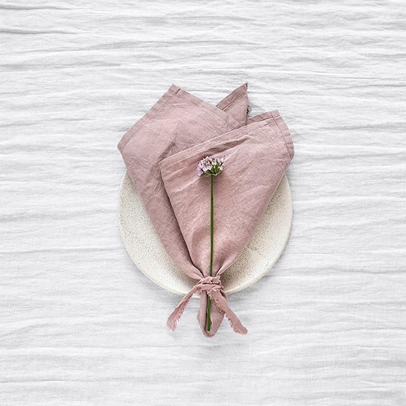 652F Elegant Linen Table Napkin Washable Dinner Napkins Handmade Cloth Napkins Square Napkins Perfect for Wedding and Parties