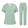 Soild Scrub Arbeitsuniform Anzug für Damen Kreuz V-Ausschnitt Kurzarm Fun T-Shirts Arbeitskleidung T-Shirt mit Taschen