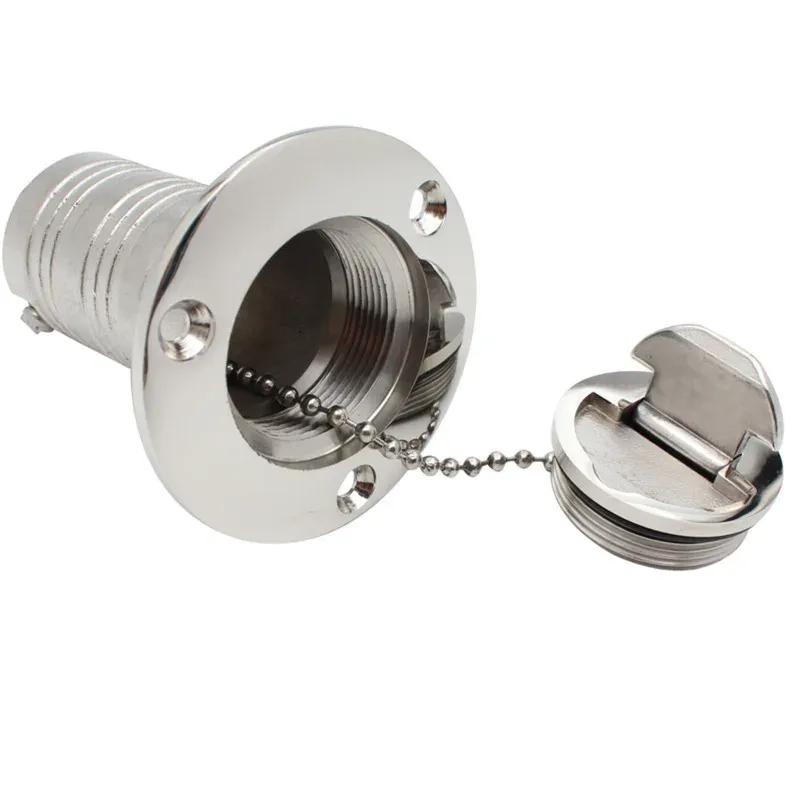 90 Degree 1.5" 2" 316 Stainless Steel Marine Boat Mirror Polish Deck Filler GAS DIESEL FUEL WASTE WATER Key Deck Filler Cap